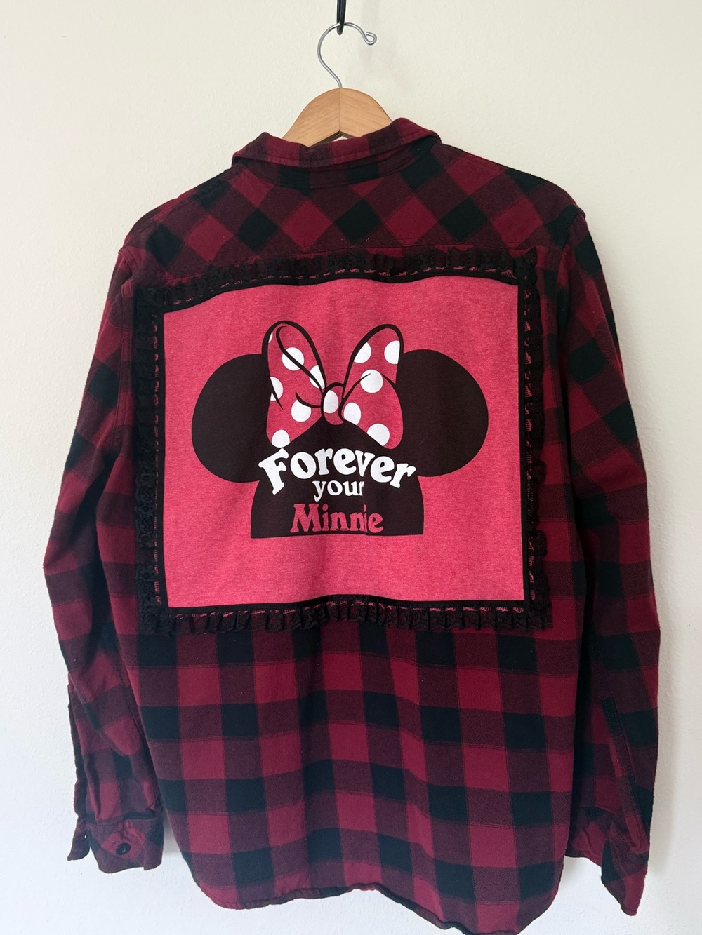 Minnie Mouse Red & Black Buffalo Plaid Women’s Flannel Shirt